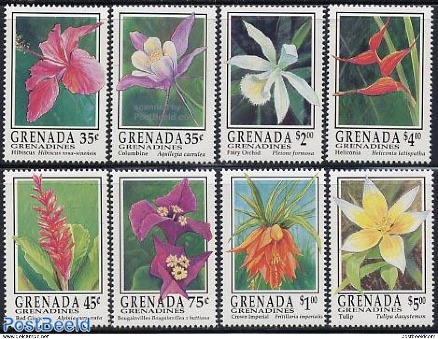 Grenada Grenadines 1993 Flowers 8v, Mint NH, Nature - Flowers & Plants - Orchids - Grenada (1974-...)
