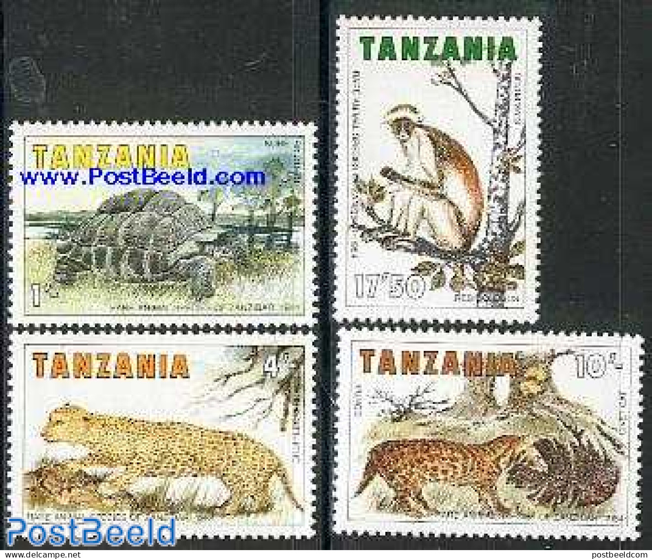 Tanzania 1985 Zanzibar Wildlife 4v, Mint NH, Nature - Animals (others & Mixed) - Cat Family - Monkeys - Reptiles - Tur.. - Tanzania (1964-...)