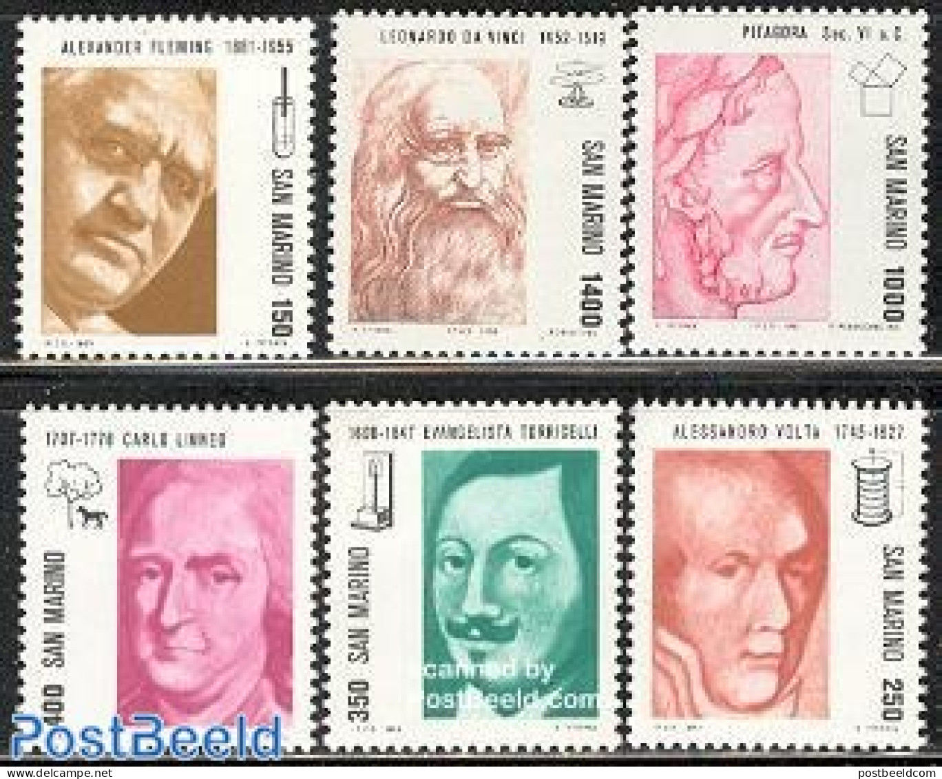 San Marino 1983 Scientists 6v, Mint NH, Health - History - Science - Health - Nobel Prize Winners - Physicians - Neufs