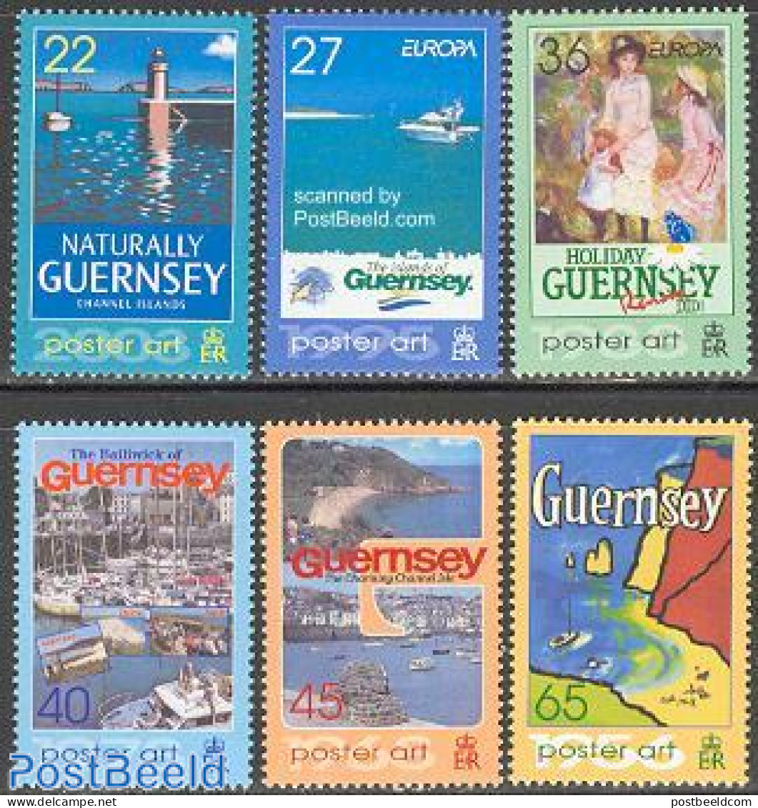 Guernsey 2003 Poster Art 6v, Mint NH, History - Transport - Various - Europa (cept) - Ships And Boats - Lighthouses & .. - Schiffe