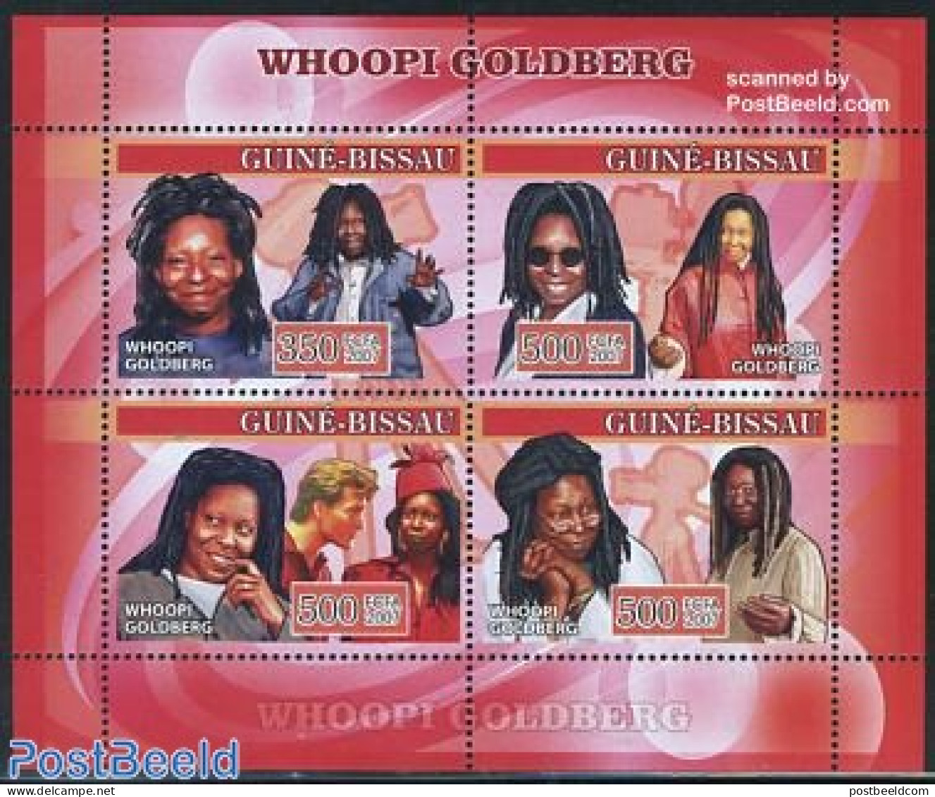 Guinea Bissau 2007 Whoopi Goldberg 4v M/s, Mint NH, Performance Art - Movie Stars - Acteurs