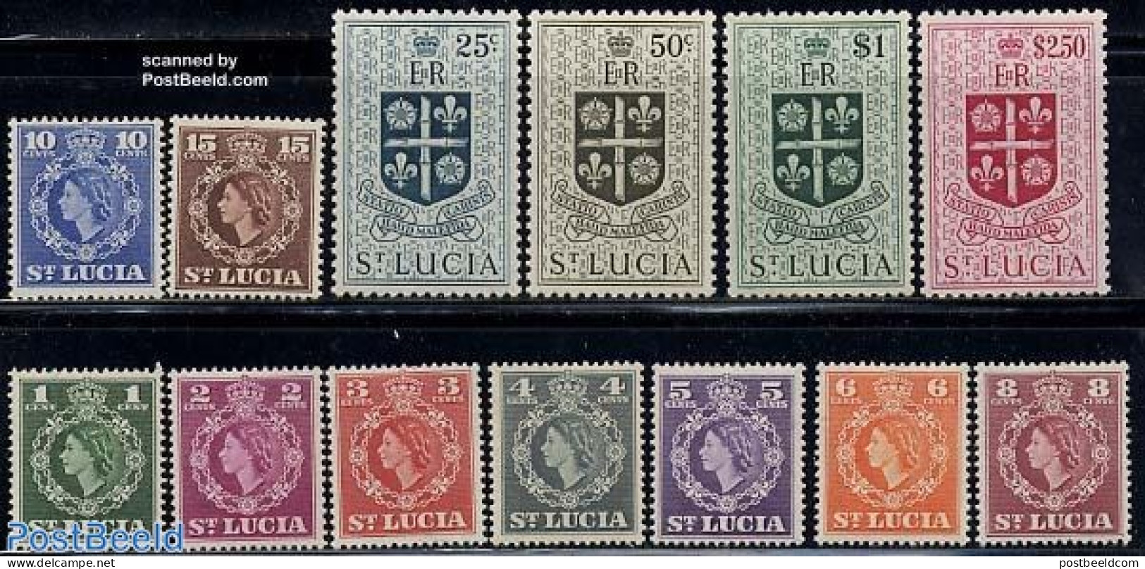 Saint Lucia 1953 Definitives 13v, Mint NH, History - Coat Of Arms - St.Lucie (1979-...)