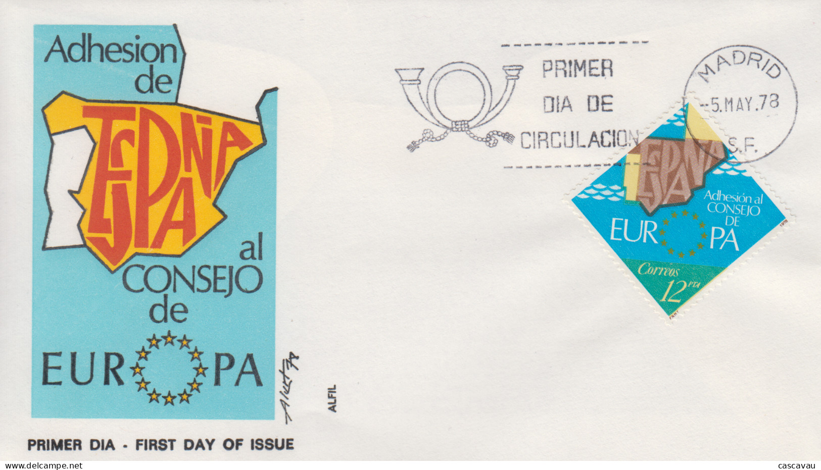 Enveloppe  FDC  1er  Jour    ESPAGNE     Adhésion  Au  Conseil  De  L' EUROPE     1978 - FDC