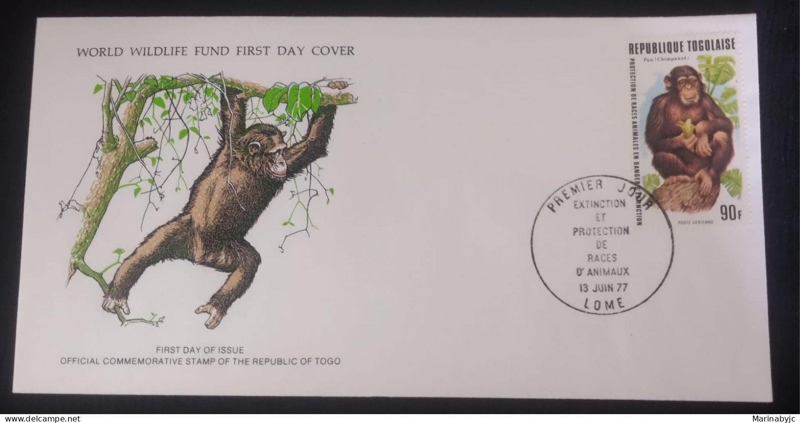 EL)1977 TOGO, WORLD WILDLIFE FUND, WWF, CHIMPANZEE, FDC - Togo (1960-...)