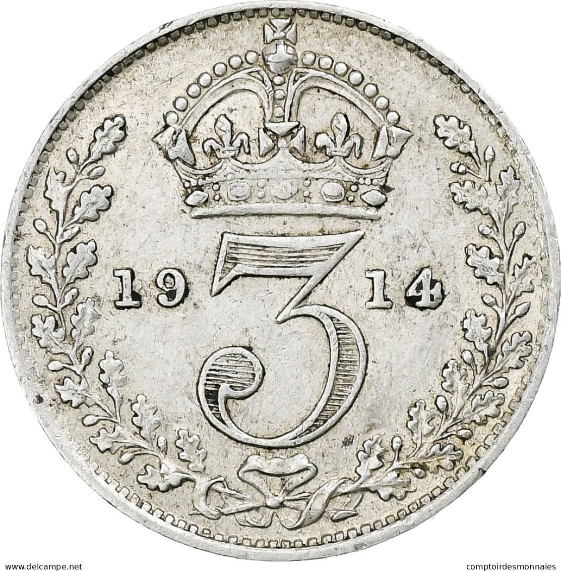 Grande-Bretagne, George V, 3 Pence, 1914, Londres, Argent, TTB+, KM:813 - F. 3 Pence