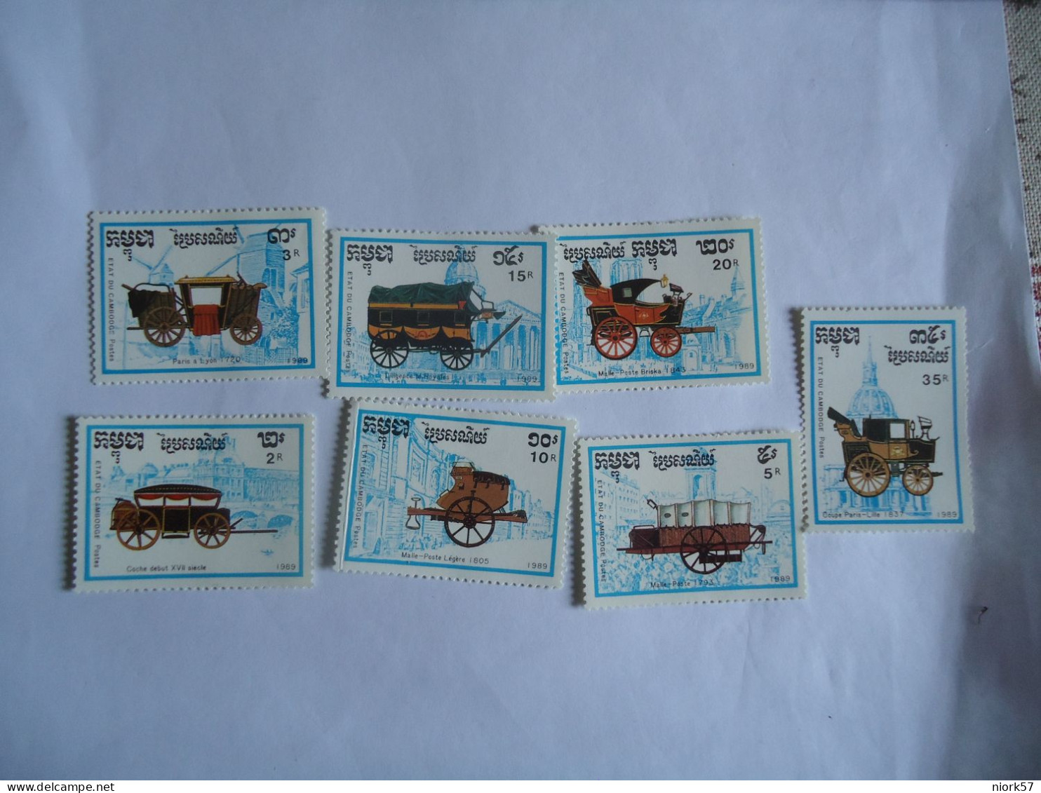 CAMBODIA  MINH  STAMPS SET 7  CARS   STAGEI   COATCHES - Diligencias