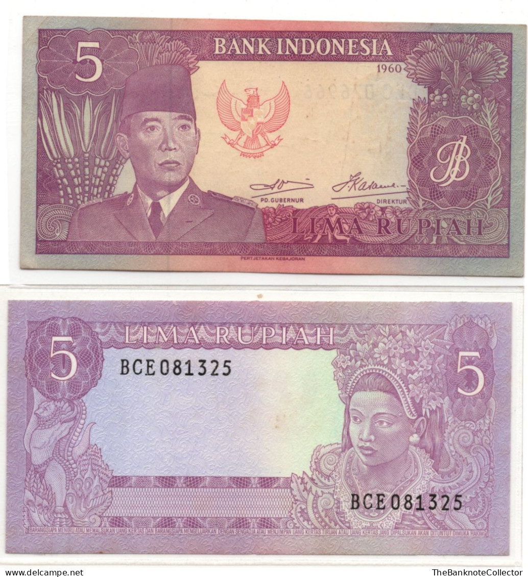 Indonesia 5 Rupiah 1960 Sukarno P-82 EF Condition - Indonésie