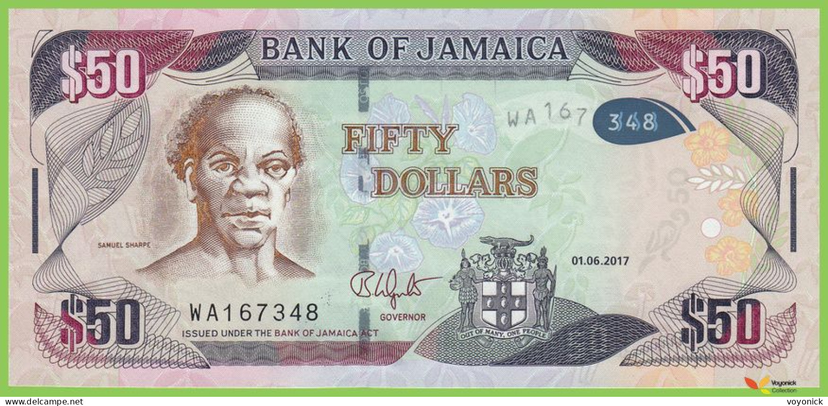 Voyo JAMAICA 50 Dollars 2017 P94c B249c WA UNC Hybrid - Giamaica