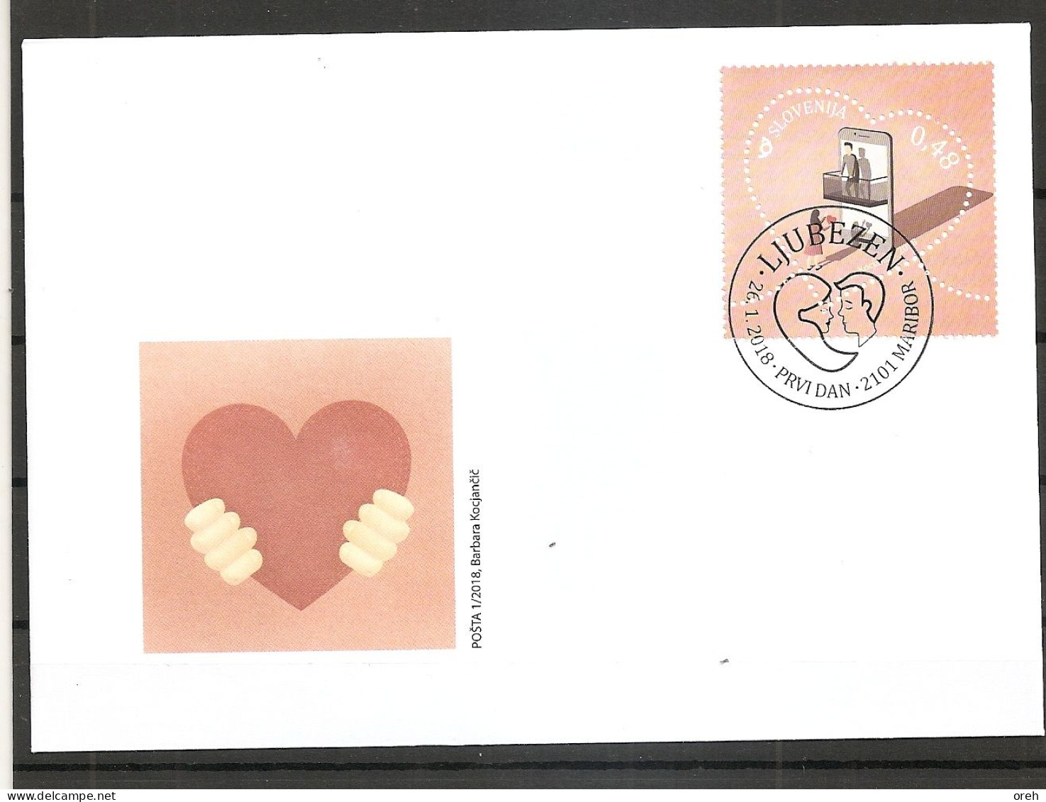 SLOVENIA,SLOWENIEN 2018,LOVE STAMP,SERENADE,FDC - Slovénie