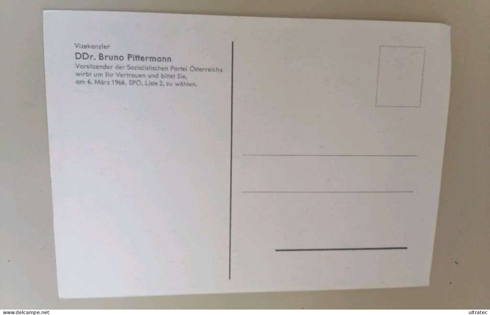 DR. BRUNO BITTERMANN AUTOGRAMMKARTE SPÖ VIZEKANZLER ÖSTERREICH  GUT ERHALTEN HEIMAT SAMMLER ORIGINAL DER ZEIT - Politicians  & Military