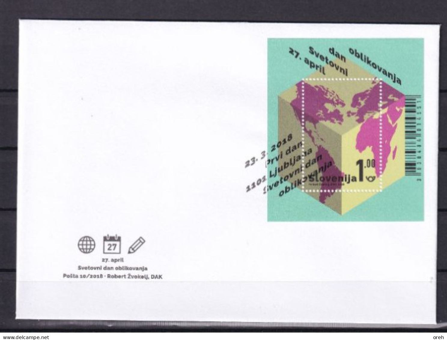 SLOVENIA 2018,,WORLD DESIGN DAY,BLOCK,FDC - Slovénie