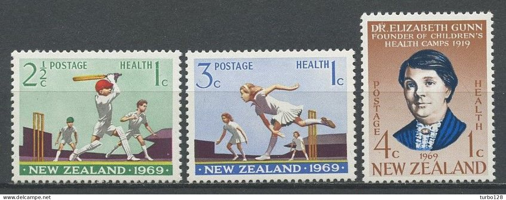 Nlle ZELANDE 1969  N° 488/490 ** Neufs MNH Superbes C 3,50 € Oeuvres Santé Enfance Cricket Gunn Camps De Santé Sports - Neufs