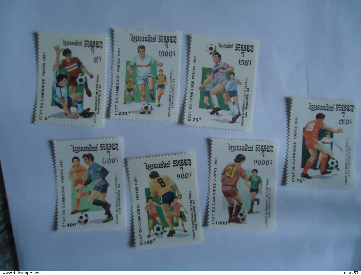 CAMBODIA MNH  7 STAMPS 1991 WORLD CUP  USA 1994  FOOTBALL - 1994 – États-Unis