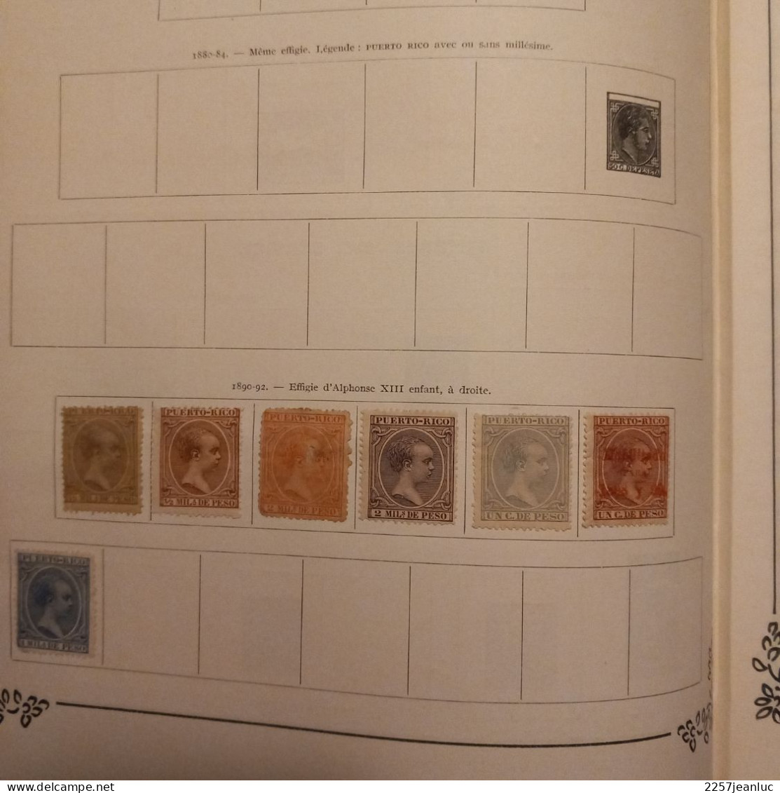 Lot 7 Timbres Alphonse XIII De 1 890 Et 1 Surchargé De Puerto Rico De L'année 1900 Sur Feuille  D'Album Ancien - Porto Rico