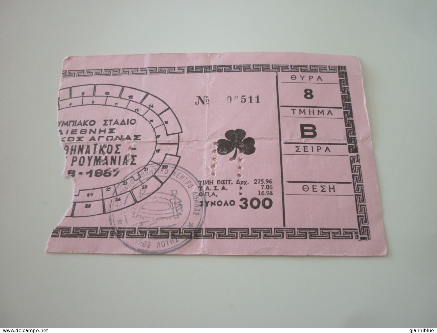 Panathinaikos-Romania Romanian National Team International Friendly Game Football Ticket Stub 30/08/1987 - Biglietti D'ingresso