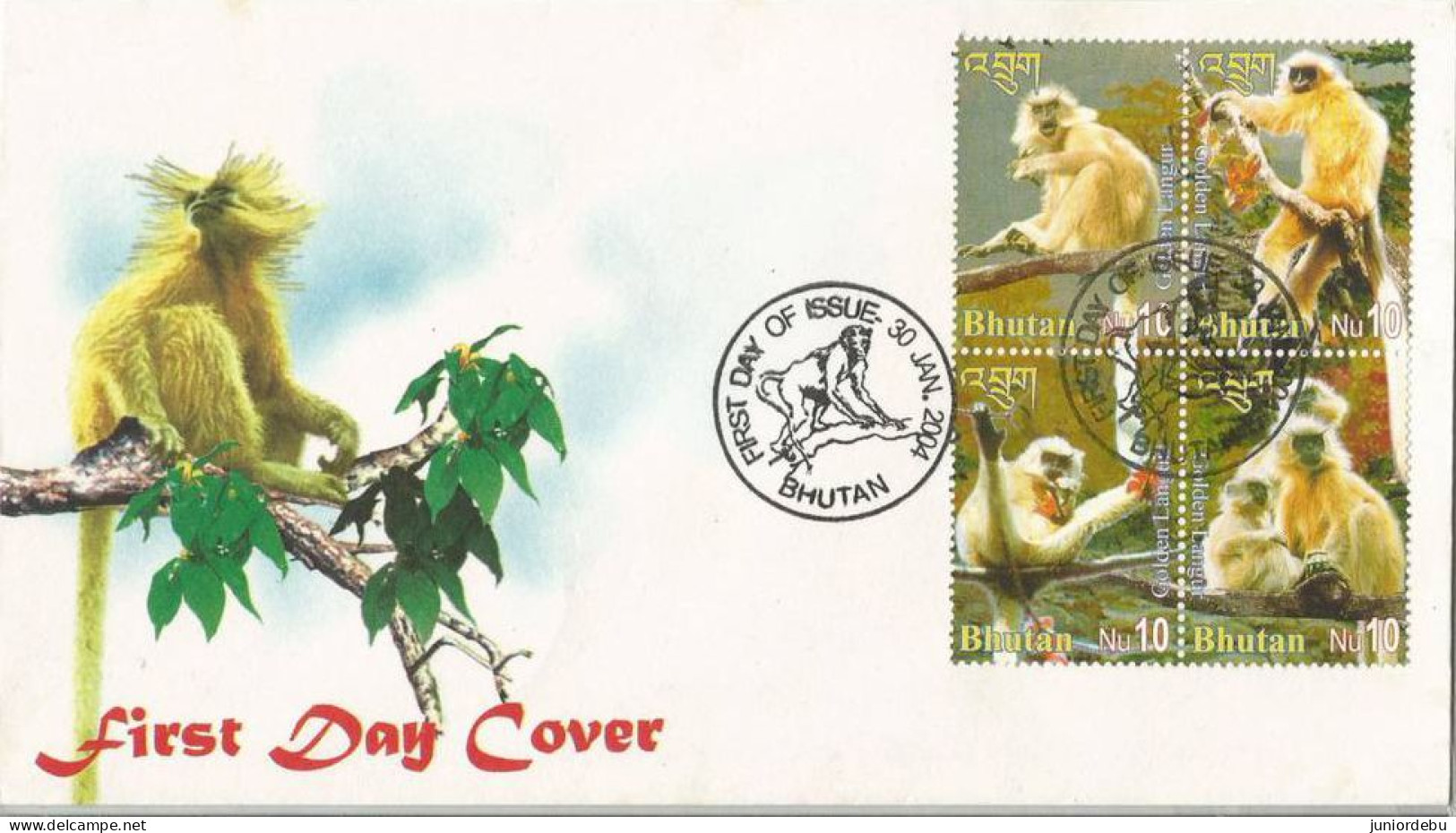 Bhutan - 2004 - Year Of Monkey - FDC. ( CP 75 )  ( OL - 27.3.13 ) - Bhoutan