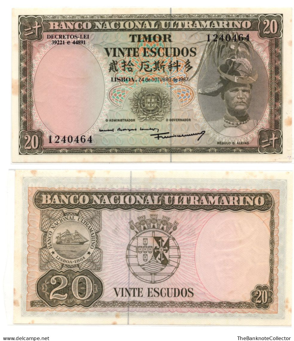 Timor 20 Escudos 1967 P-26 UNC Foxing - Timor