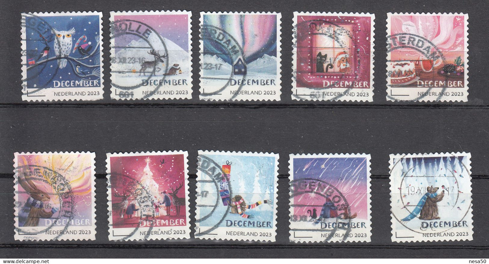 Nederland 2023, Nvph ??, Mi Nr ?? Decemberzegels Sheet Postfris, Uil, Owl, Kat, Hert, Deer, Gestempeld - Usati