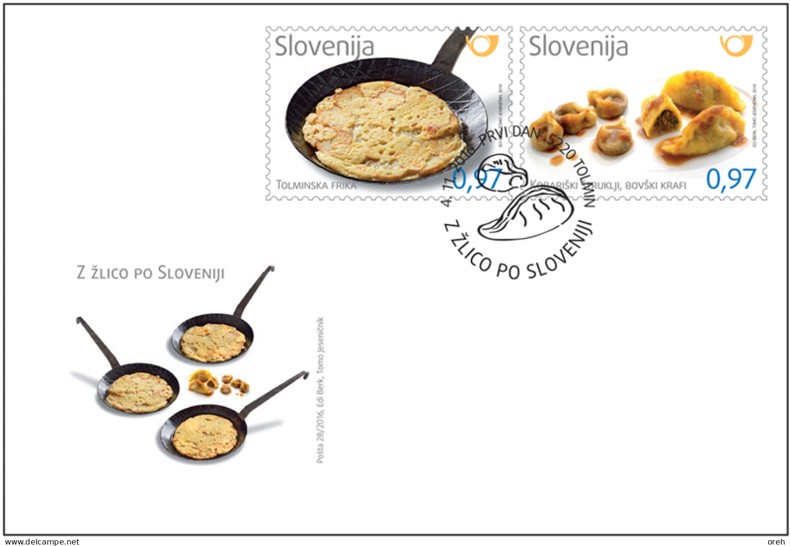 SLOVENIA 2016,,NEW 4.11,GASTRONOMY,FDC - Slovénie