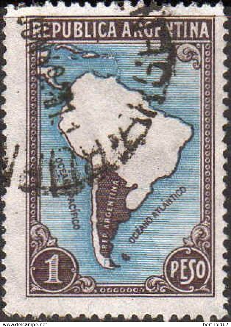 Argentine Poste Obl Yv: 386 Mi:427X Carte Du Pays (Beau Cachet Rond) - Usados