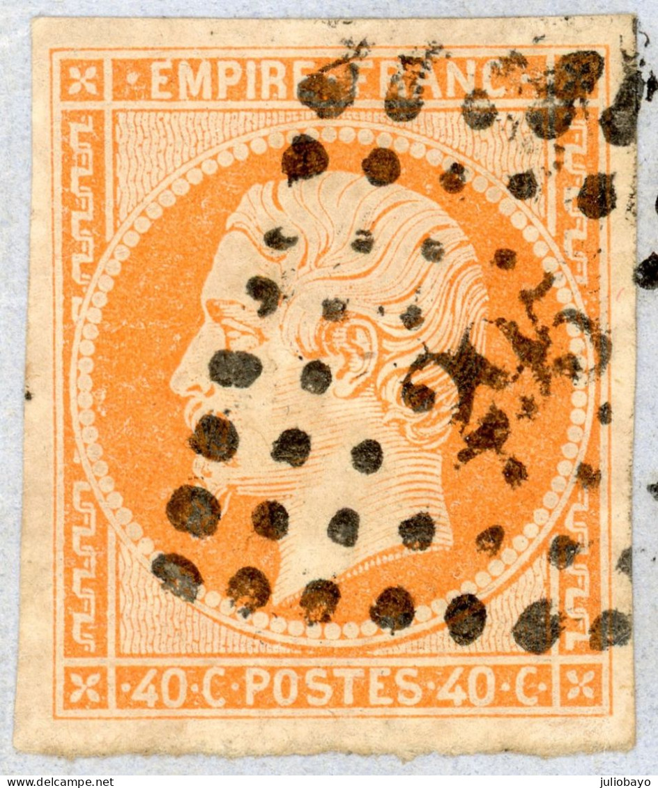 17 Janvier 1858 L.S.C.n°16 Orange Vif TTB PC 295 Bayonne Vers Bordeaux - 1849-1876: Classic Period