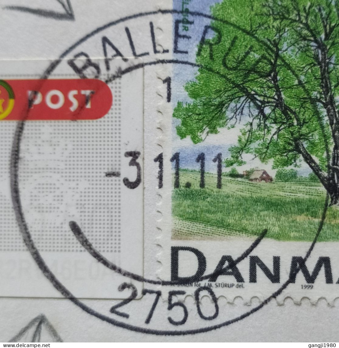 DENMARK 2011, COVER USED TO INDIA, 3 DIFF  STAMP, 2010 BICYCLE RACE, ERROR BALLUM SLUSEE STAMP WITHOUT VALUE, TREE, BALL - Andere & Zonder Classificatie