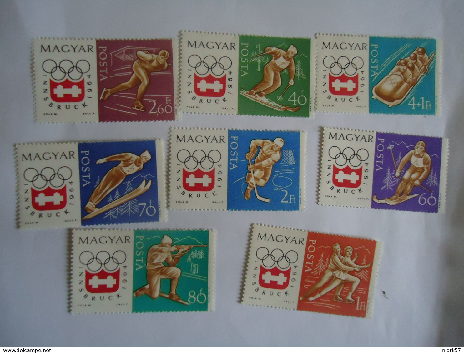 HUNGARY MNH    SET 8 OLYMPIC GAMES INNSBURCK  1964 - Invierno 1964: Innsbruck