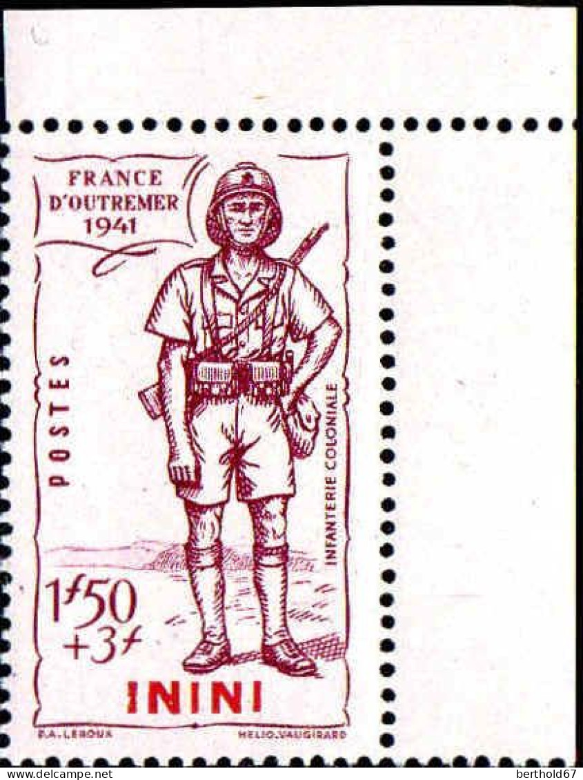 Inini Poste N** Yv:48/50 Défense De L'Empire Coin D.feuille - Ungebraucht