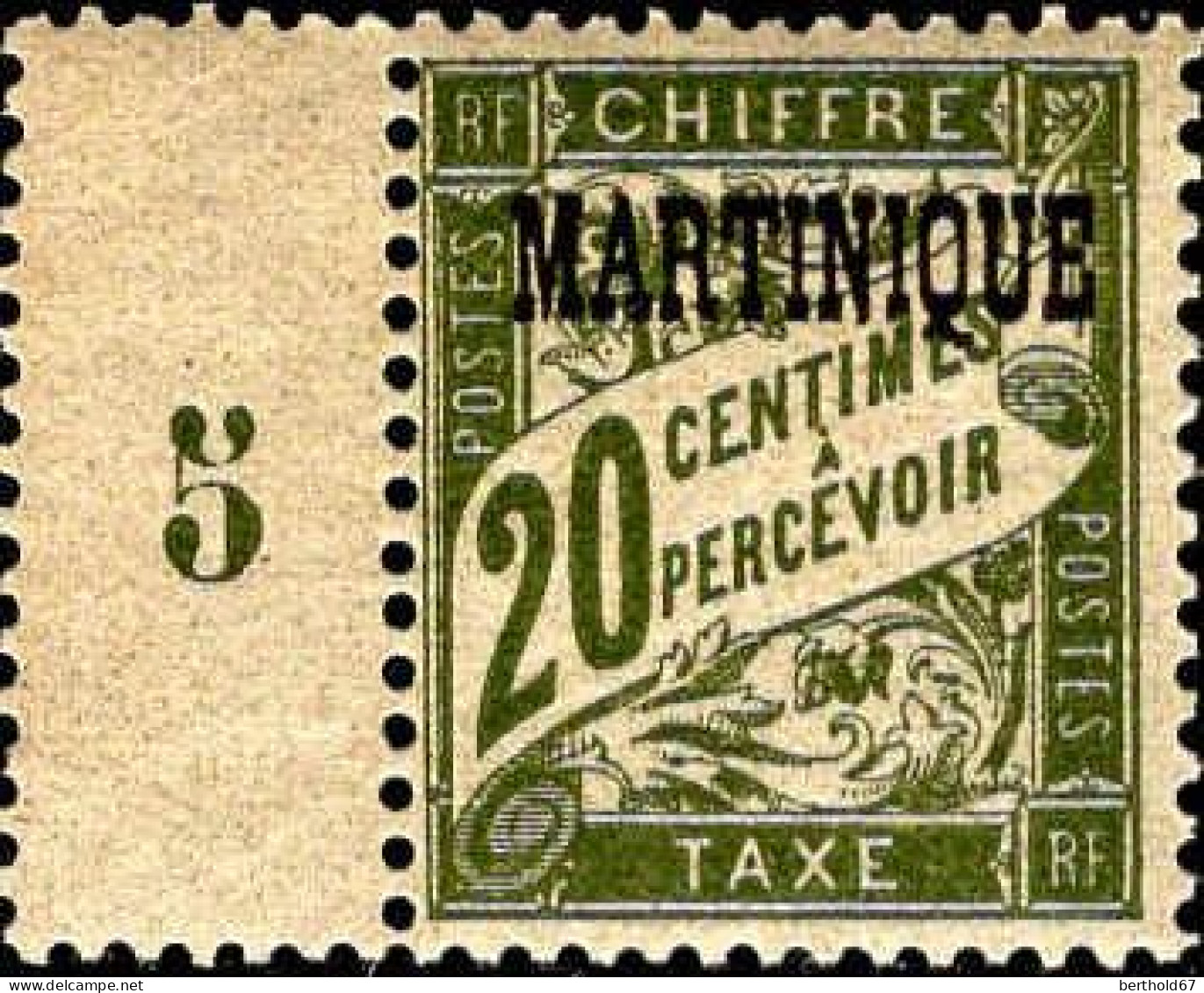 Martinique Taxe N** Yv: 3 Mi:3 Banderolle De Duval Bord De Feuille Millésime 5 - Timbres-taxe