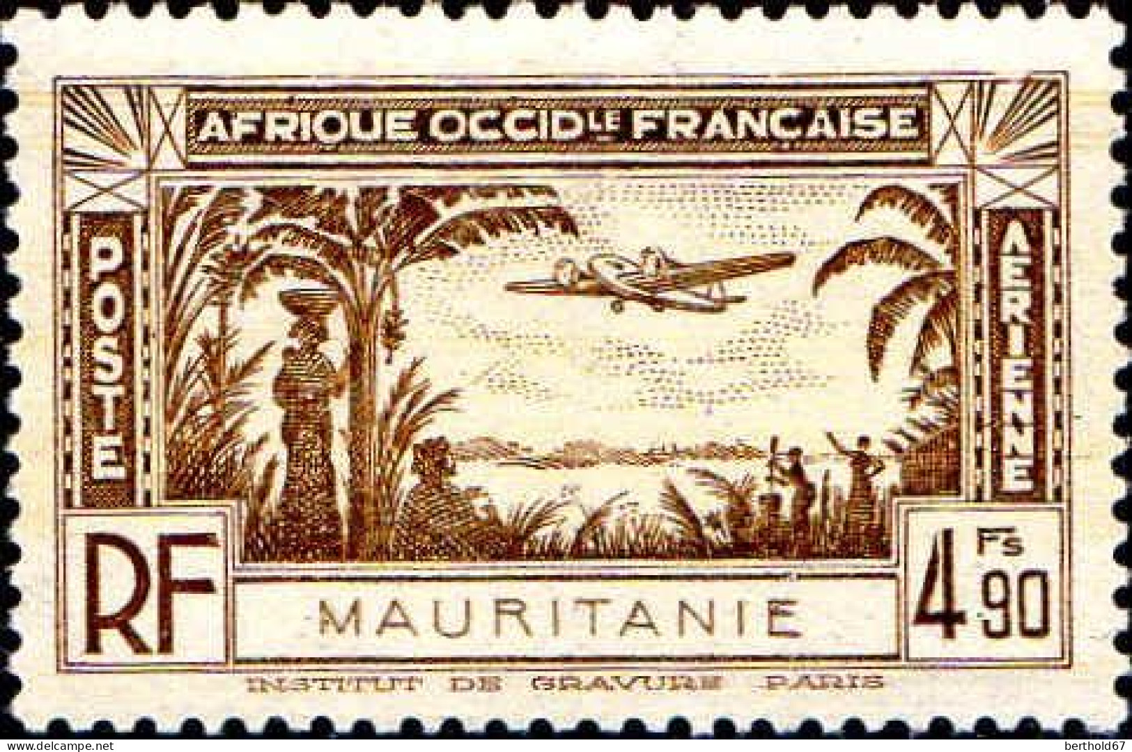 Mauritanie Avion N* Yv: 4 Mi:125 Bi-moteur Sur Palmiers (Trace De Charnière) - Nuovi