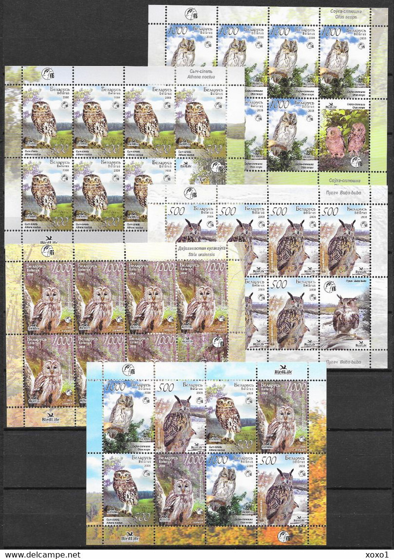 Belarus 2008 MiNr. 750 - 753 Weißrußland Owls II BIRDS BirdLife 5 M\sh  MNH** 29,00 € - Búhos, Lechuza