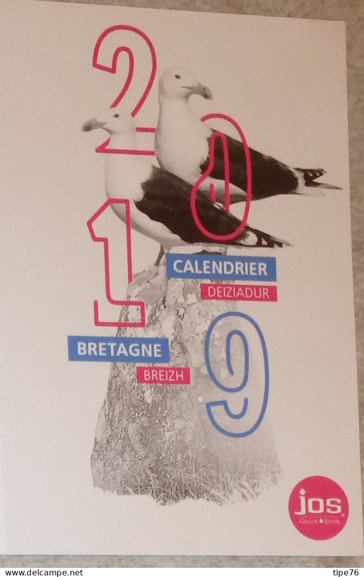 Petit Calendrier De Poche 2019 éditions JOS Châteaulin Finistère Bretagne Oiseau Goeland - Tamaño Pequeño : 2001-...