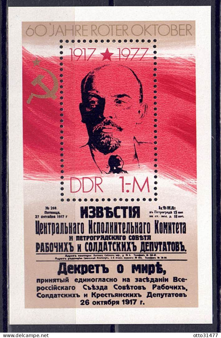 DDR 1977 - Oktoberrevolution, Block 50, Postfrisch ** / MNH - 1971-1980