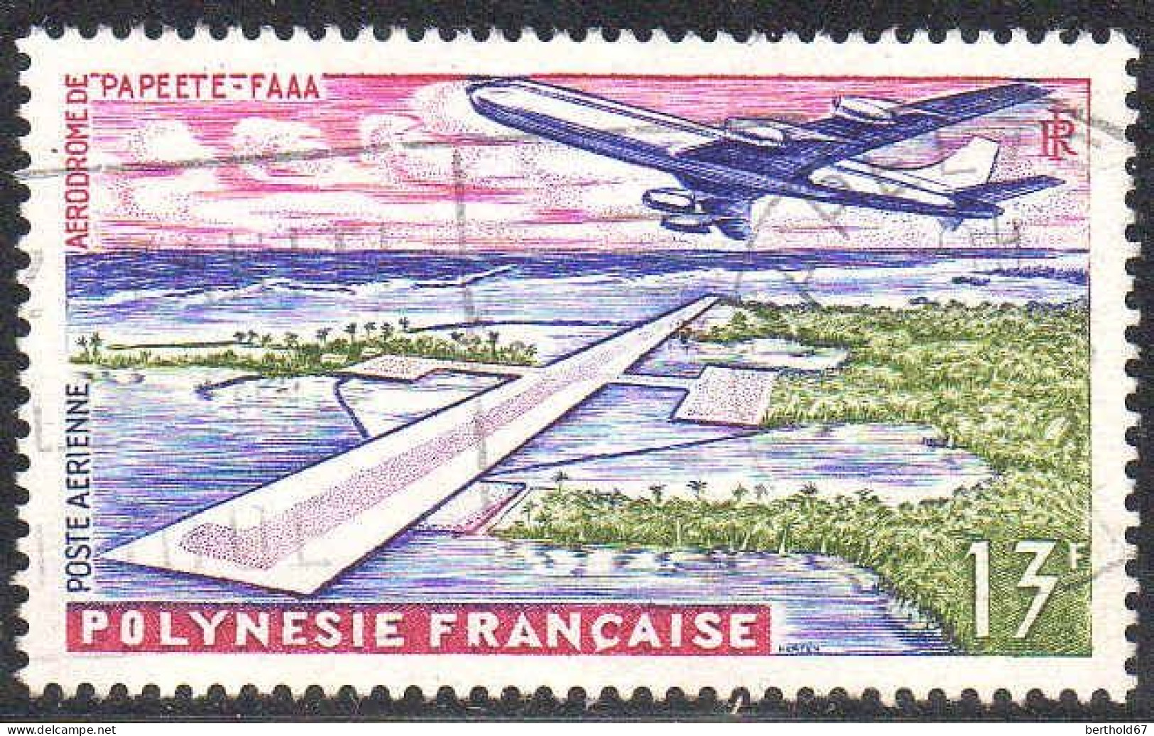 Polynésie Avion Obl Yv:  5 Mi:19 Aérodrome De Papeete Faaa (TB Cachet Rond) - Usati