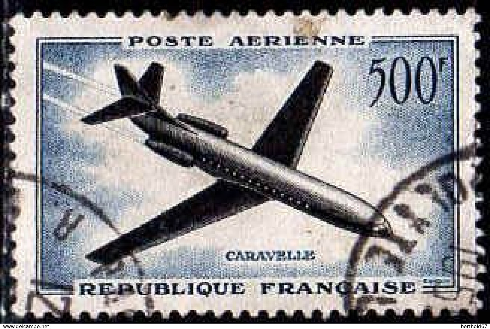 France Avion Obl Yv:36 Mi:1120 Caravelle (TB Cachet Rond) - 1927-1959 Usati
