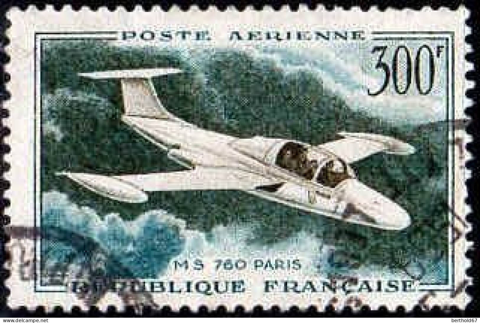 France Avion Obl Yv:35 Mi:1231 MS760 Paris (cachet Rond) - 1927-1959 Usati