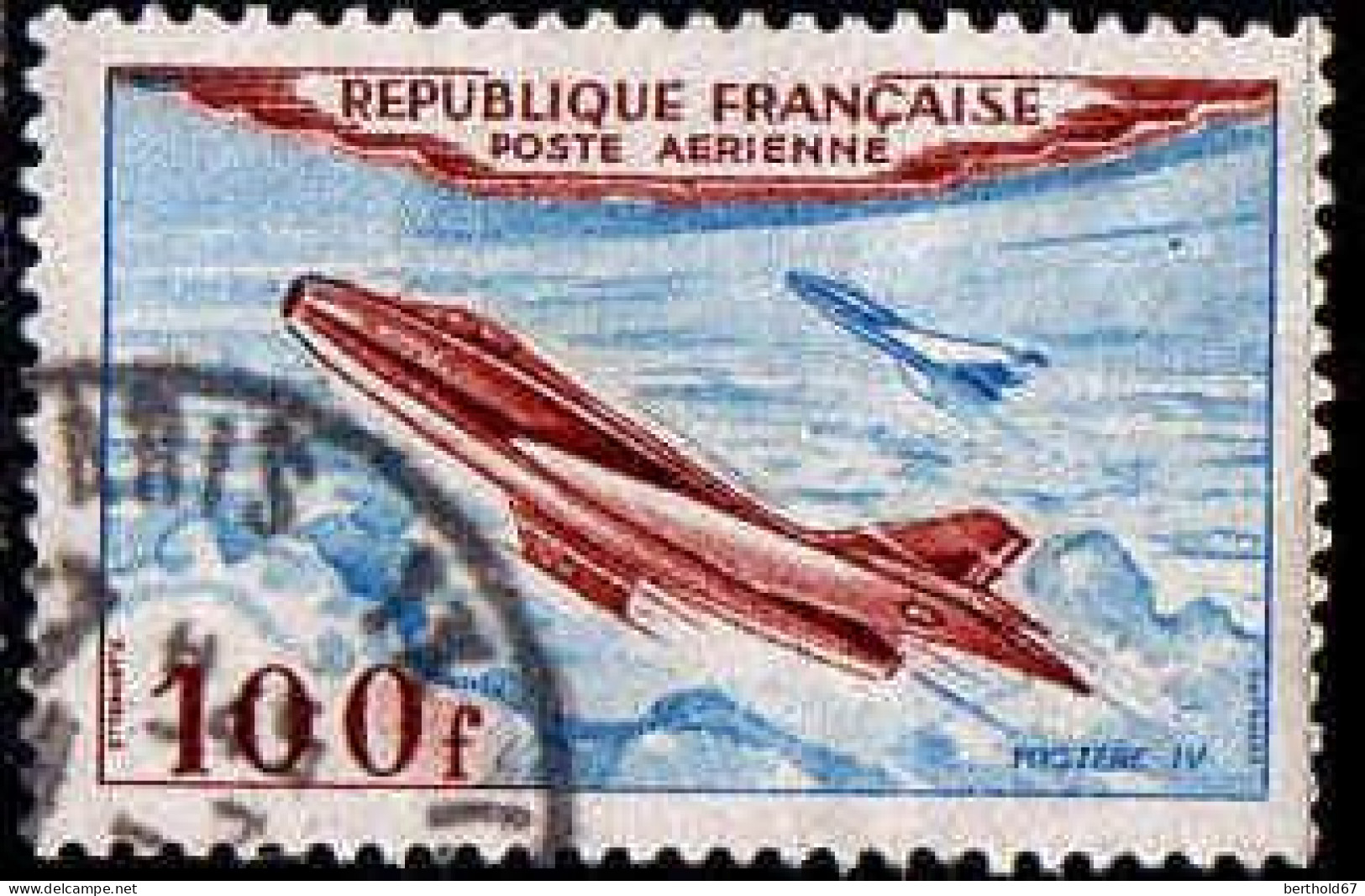 France Avion Obl Yv:30 Mi:987 Mystère IV (Beau Cachet Rond) - 1927-1959 Afgestempeld