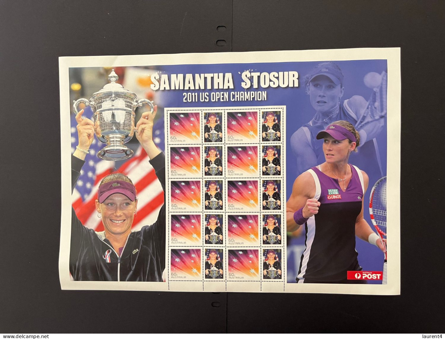 31-3-2024 (large) Australia -  2011 WOMEN TENNIS - Samantha Stosur (large) Sheetlet 10 Mint Personalised Stamp - Blocks & Sheetlets