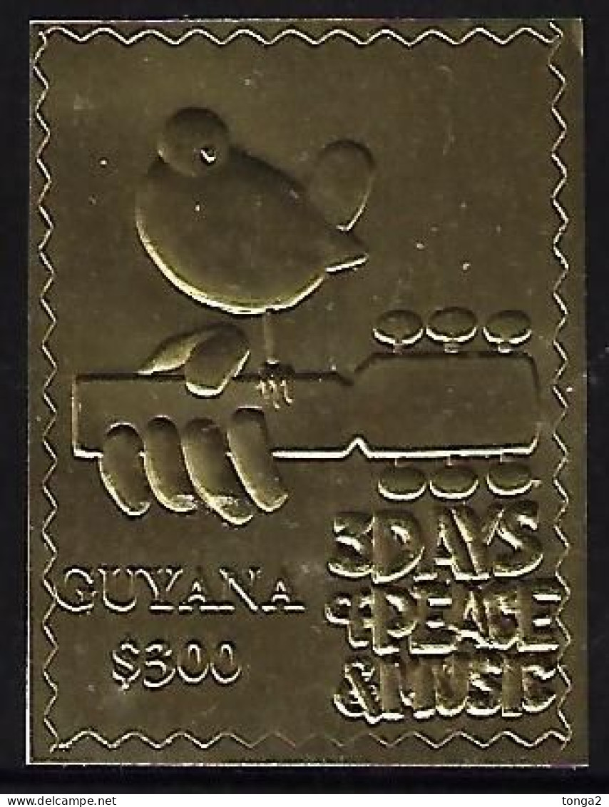 Guyana 1994 Gold Foil - Woodstock - Unusual - Guyane (1966-...)