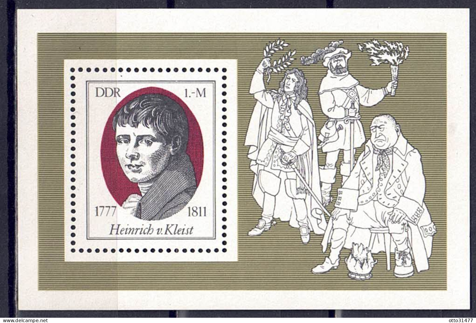 DDR 1977 - Heinrich Von Kleist, Block 51, Postfrisch ** / MNH - 1971-1980