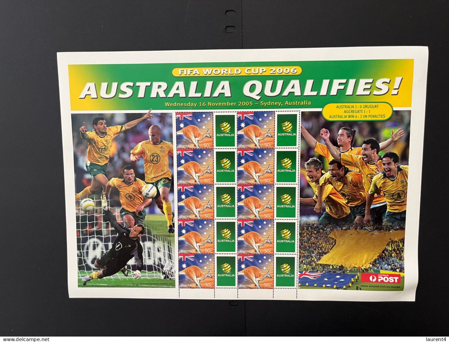 31-3-2024 (large) Australia -  2006 Football - Australia Qualiffies ! FIFA (large) Sheetlet 10 Mint Personalised Stamp - Blocs - Feuillets