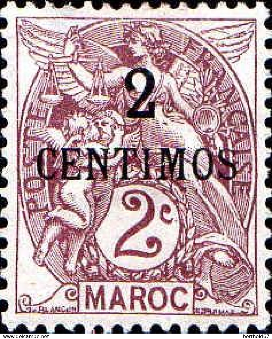 Maroc (Bur.Fr) Poste N* Yv:21 Mi:21 Type Blanc (Trace De Charnière) - Ungebraucht