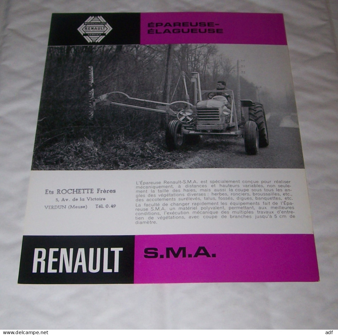 FEUILLET PUB PUBLICITAIRE MATERIEL AGRICOLE RENAULT EPAREUSE ELAGUEUSE S.M.A, SMA, ( TRACTEUR, TRACTEURS, MOTOCULTURE ) - Tracteurs