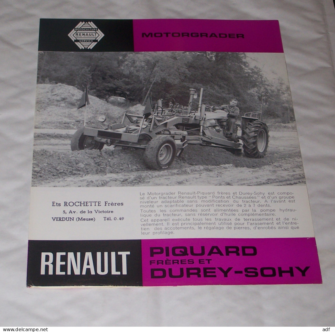 DEPLIANT PUB PUBLICITAIRE MATERIEL AGRICOLE RENAULT MOTORGRADER PIQUARD FRERES ( TRACTEUR, TRACTEURS, MOTOCULTURE ) - Trattori