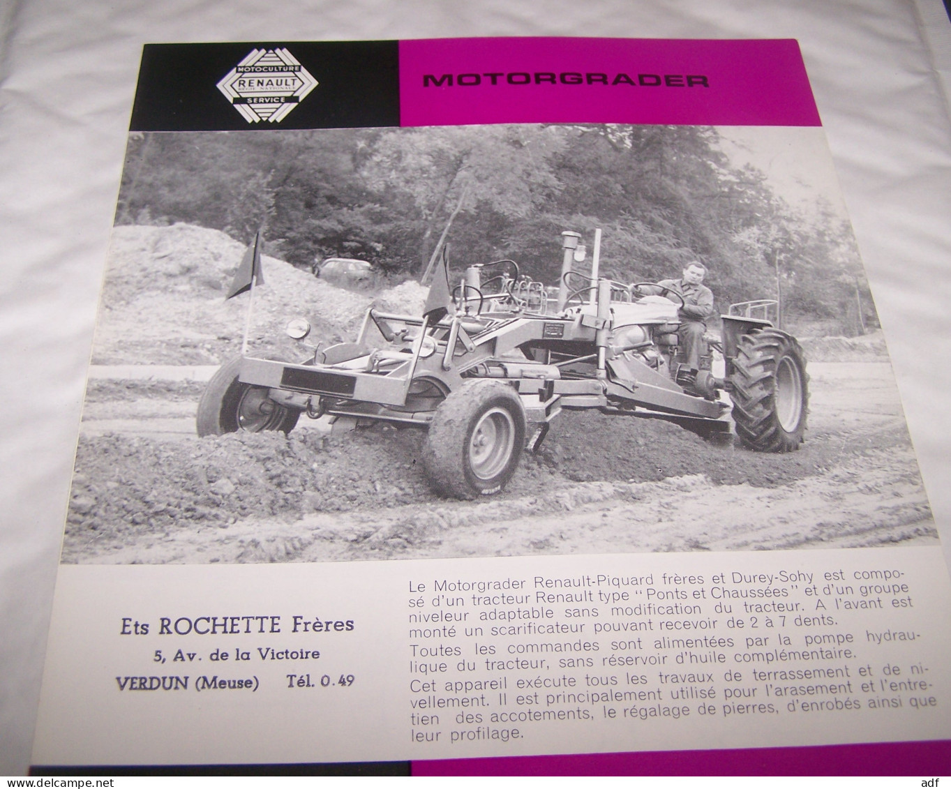 DEPLIANT PUB PUBLICITAIRE MATERIEL AGRICOLE RENAULT MOTORGRADER PIQUARD FRERES ( TRACTEUR, TRACTEURS, MOTOCULTURE ) - Tracteurs