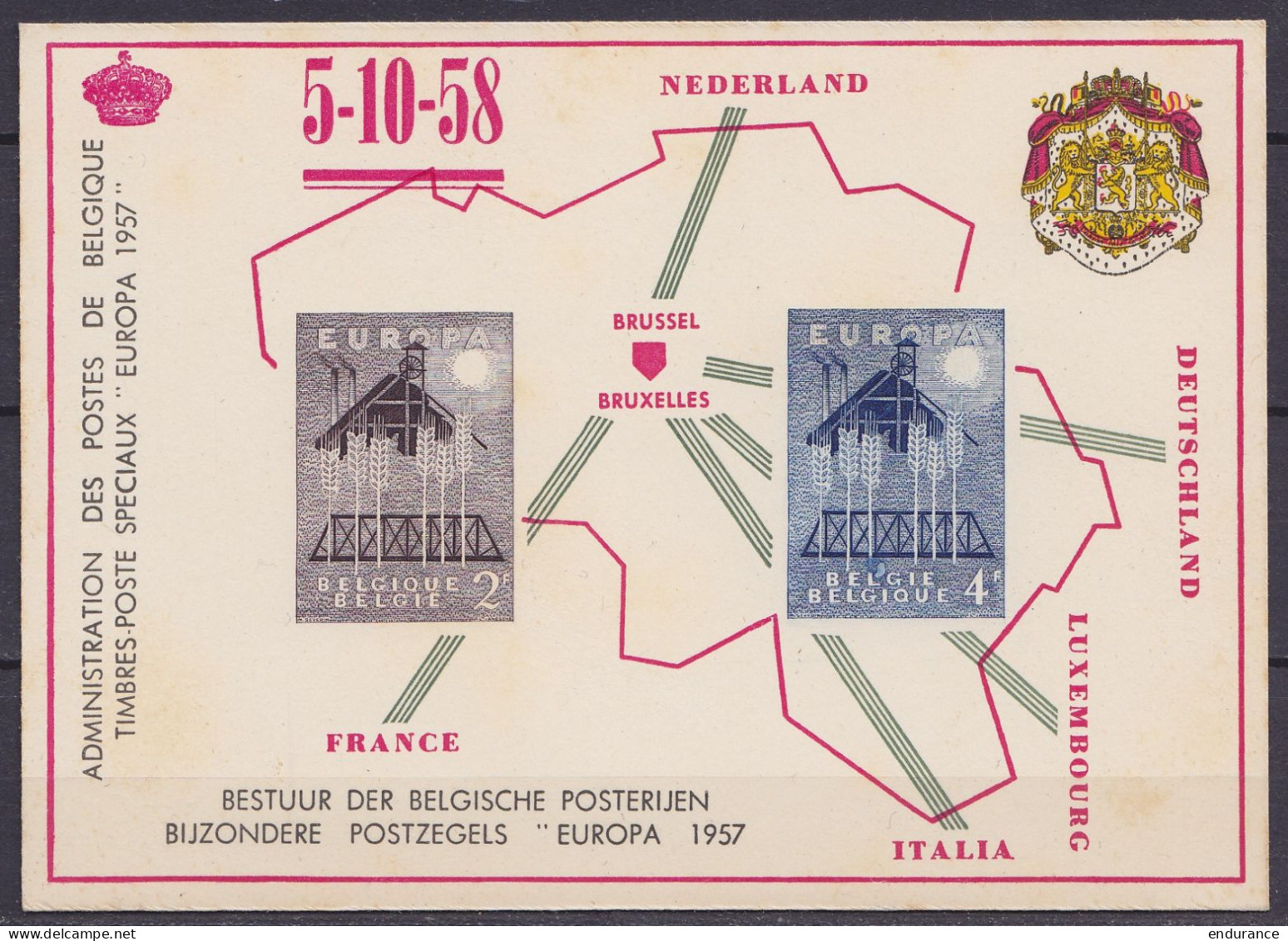 Feuillet De Luxe SLX3B - EUROPA 1958 (tps N°1064/65) - Feuillets De Luxe [LX]
