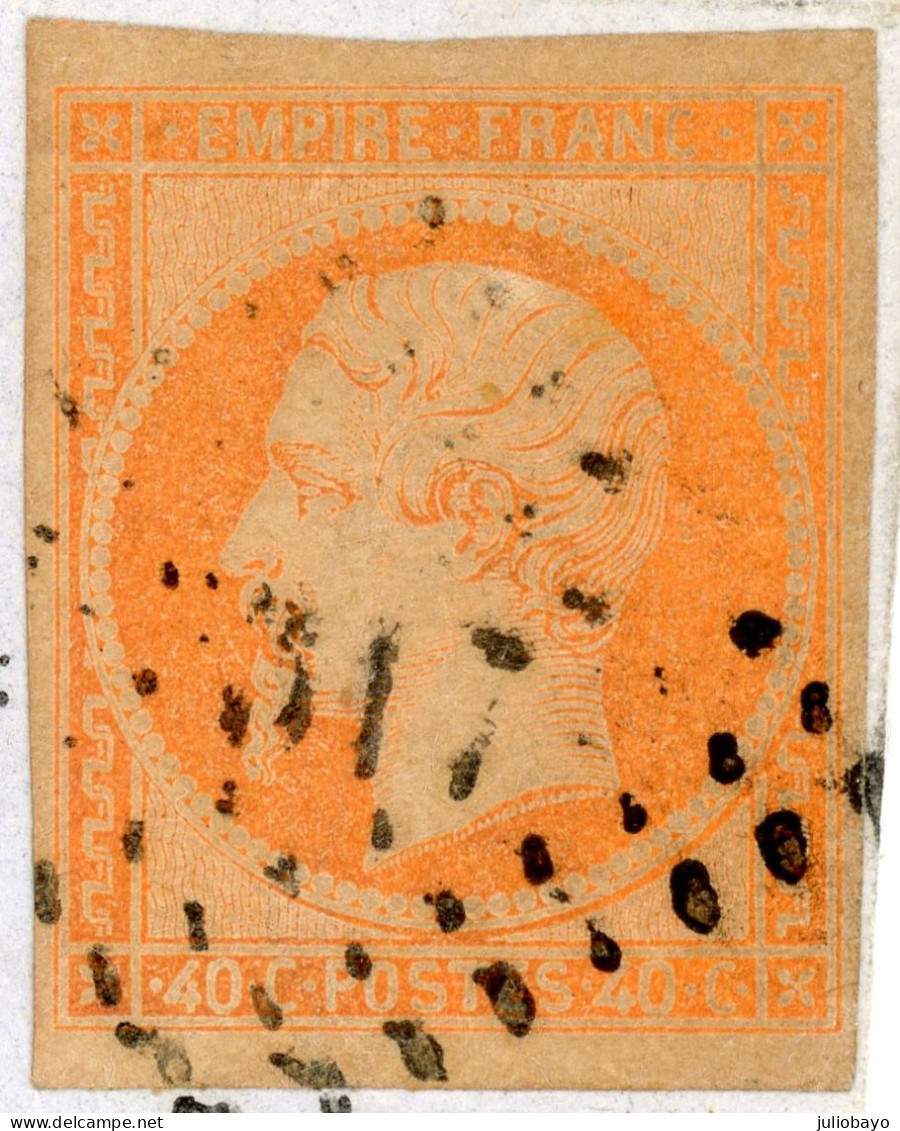10 Octobre 1857 L.A.C. N° 16 Pc 3317 Tarare Vers Lyon RHONE ,impression Fine Nuance Orange Vif Et Papier Gris RR - 1849-1876: Klassik