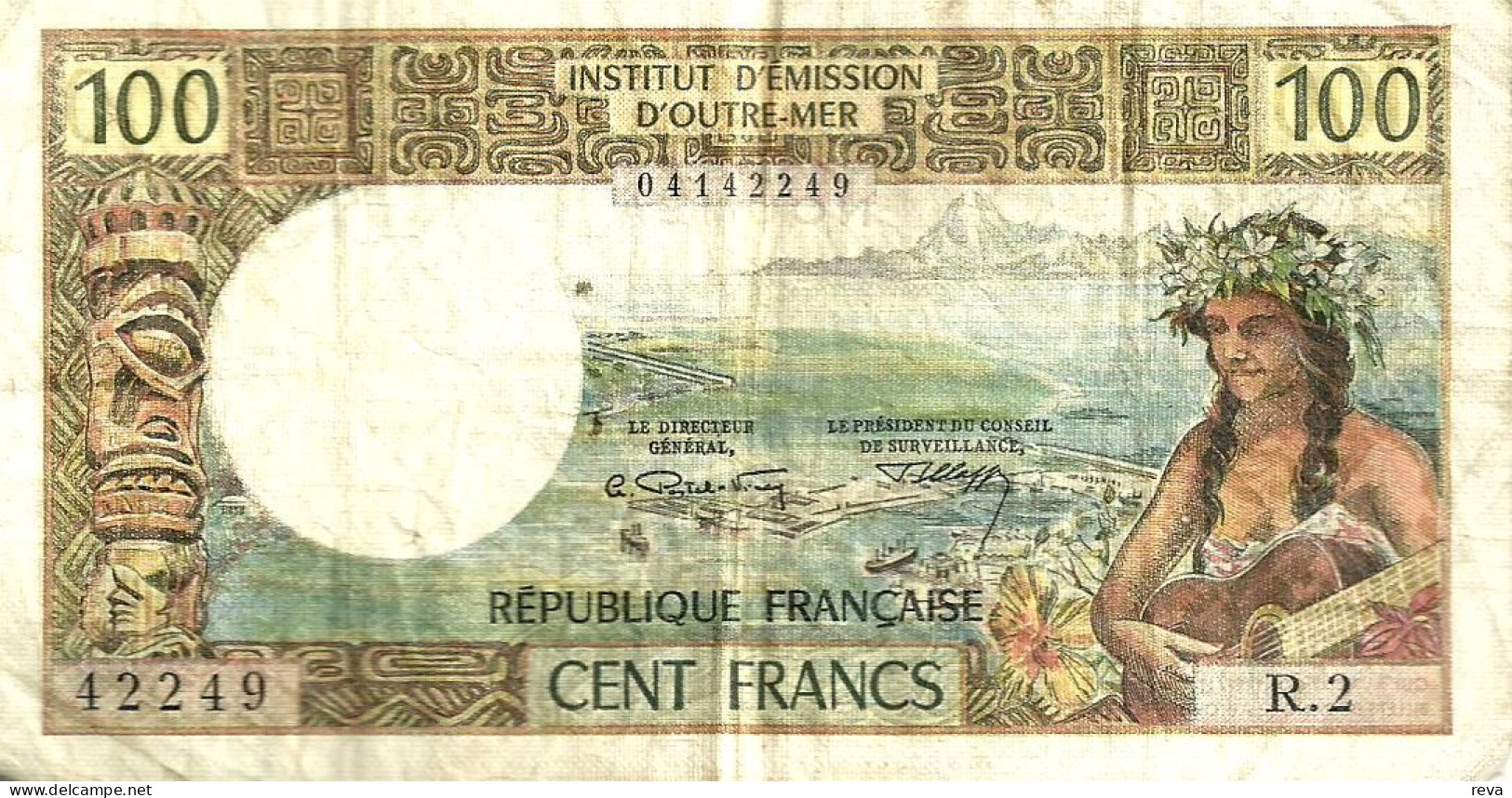 NEW CALEDONIA 100 FRANCS BROWN WOMAN HEAD FRONT &  BACK NOT DATED(1971) P61a SIG VARIETY F+ READ DESCRIPTION!! - Nouméa (Nieuw-Caledonië 1873-1985)