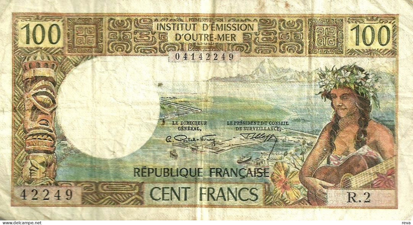 NEW CALEDONIA 100 FRANCS BROWN WOMAN HEAD FRONT &  BACK NOT DATED(1971) P61a SIG VARIETY F+ READ DESCRIPTION!! - Numea (Nueva Caledonia 1873-1985)