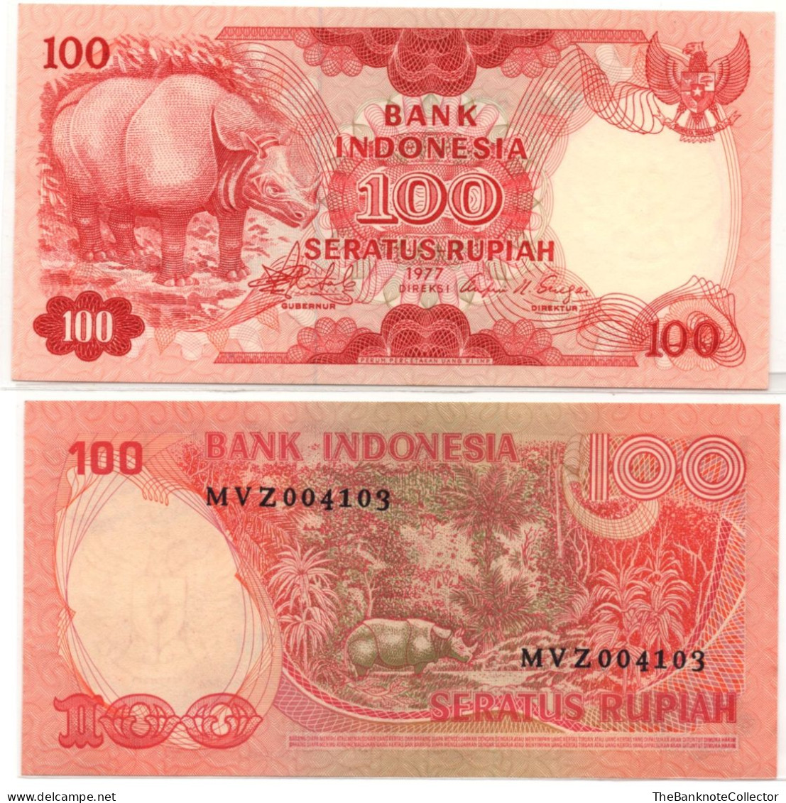 Indonesia 100 Rupiah 1977 P-116 UNC Foxed Watermark - Indonesia